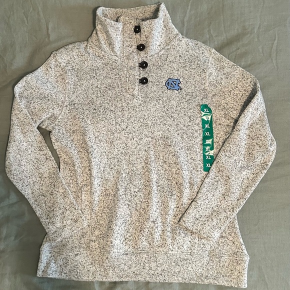 Champion Other - North Carolina Gray Quarter button Pullover with Logo XL